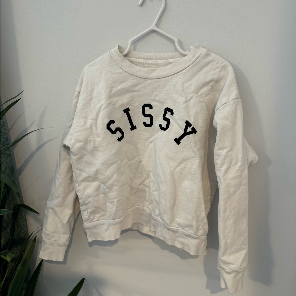 White Kids Sweatshirt with Black Lettering